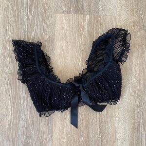 La Senza Love Milkmaid Style Black Ruffled Lace Bralette Bra with Bow